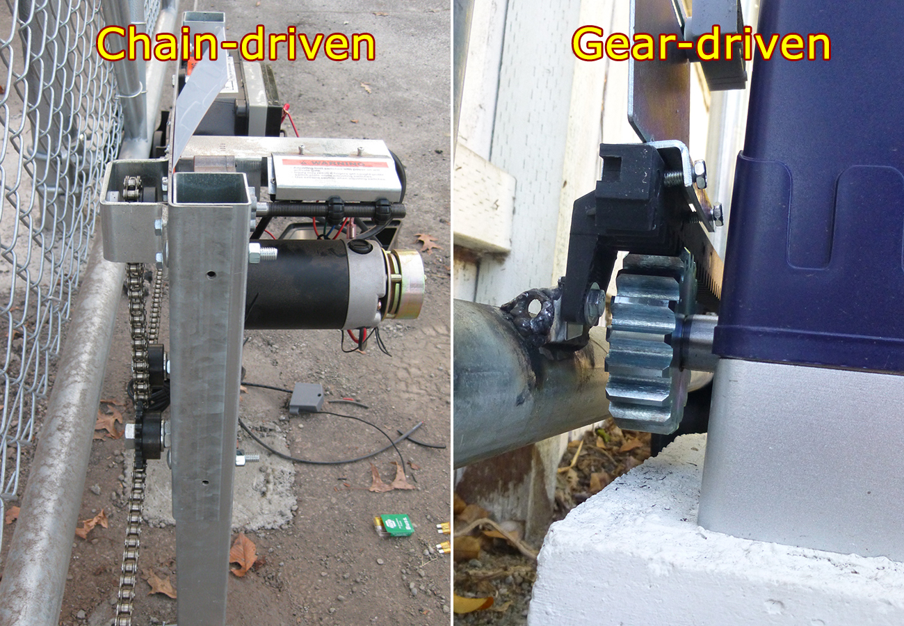 Chain-driven vs. gear-driven. 