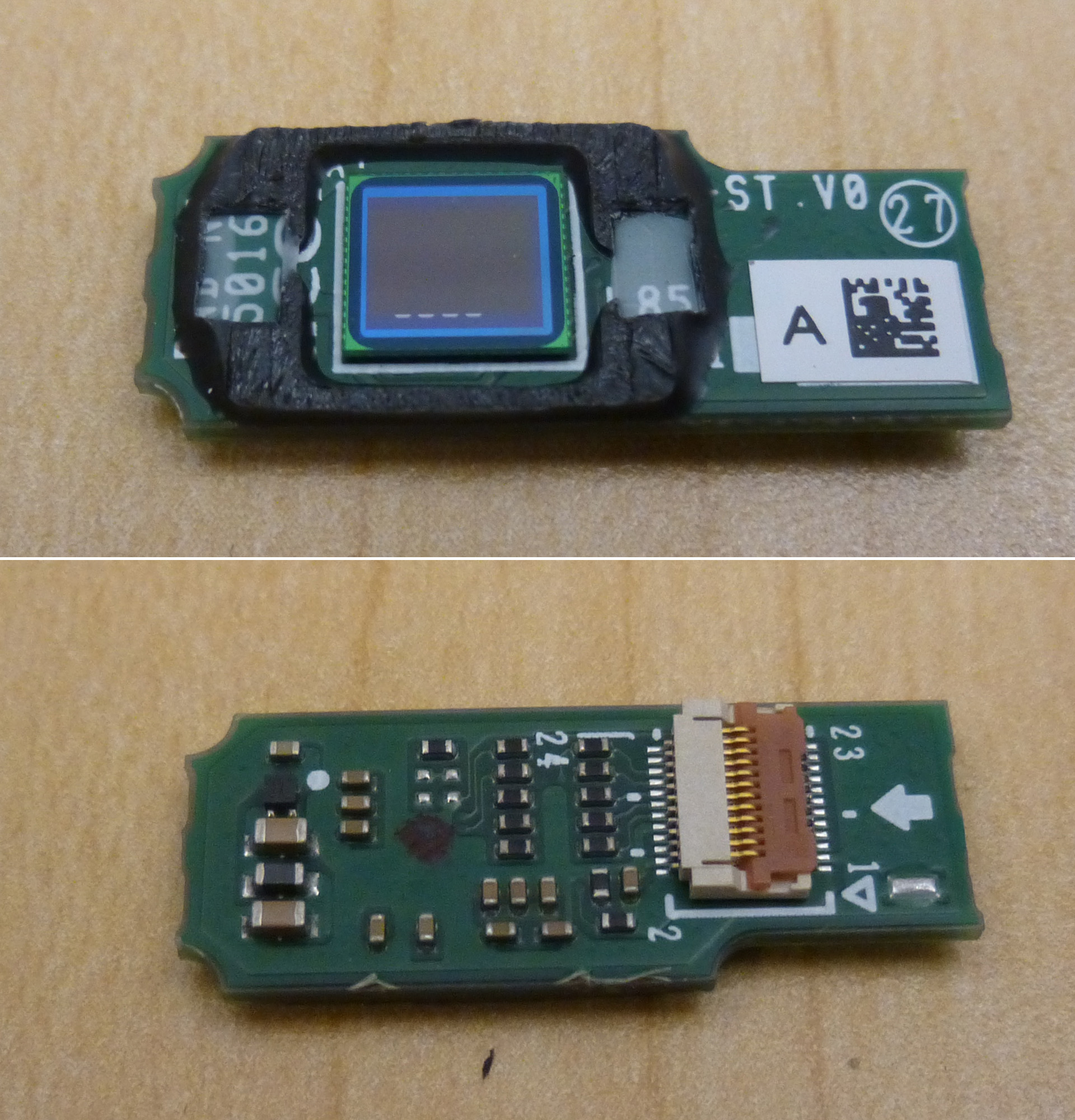 Top and bottom view of the image sensor.