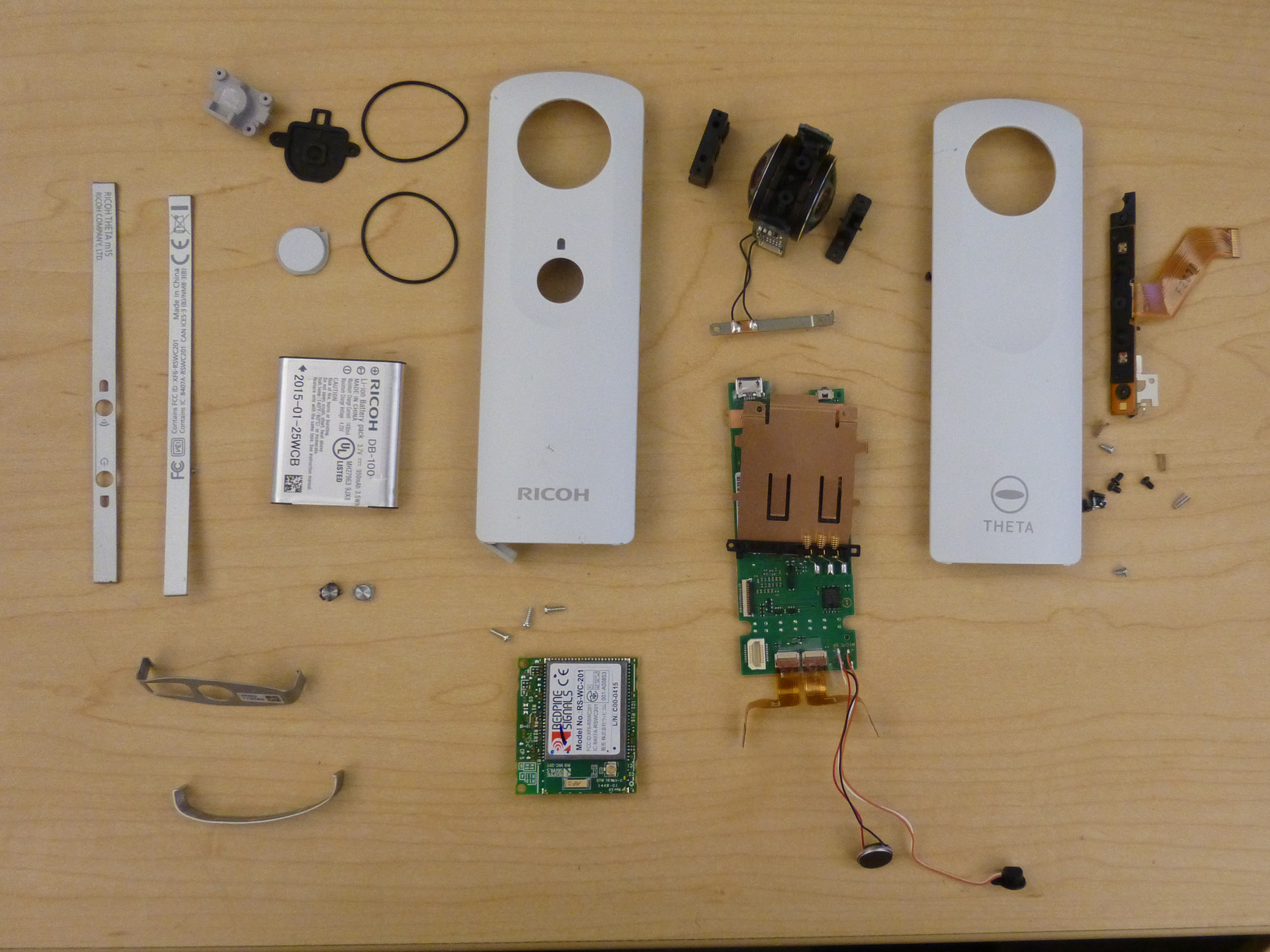 Disassembled Ricoh Theta Panorama Camera.