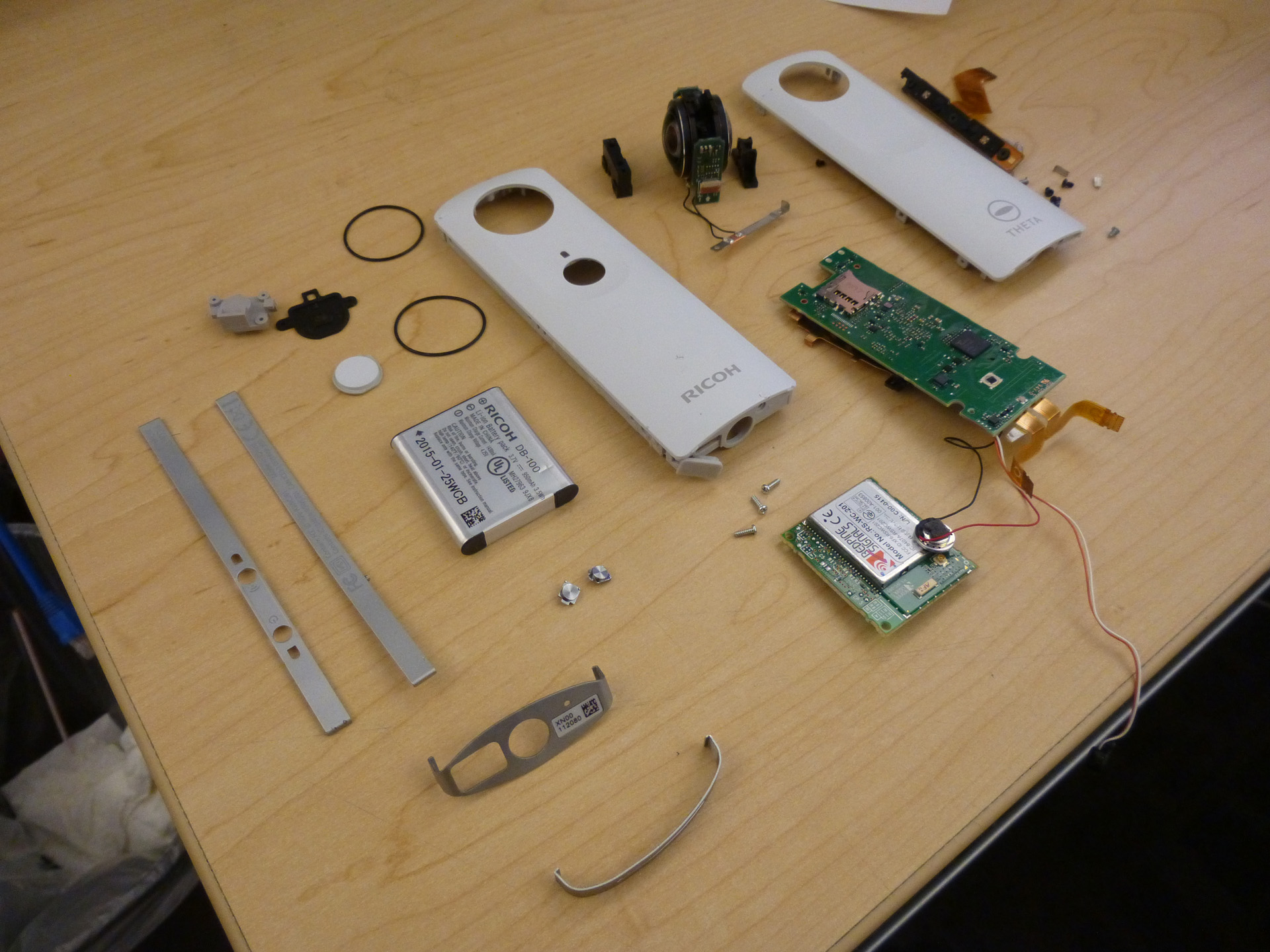 Disassembled Ricoh Theta Panorama Camera.