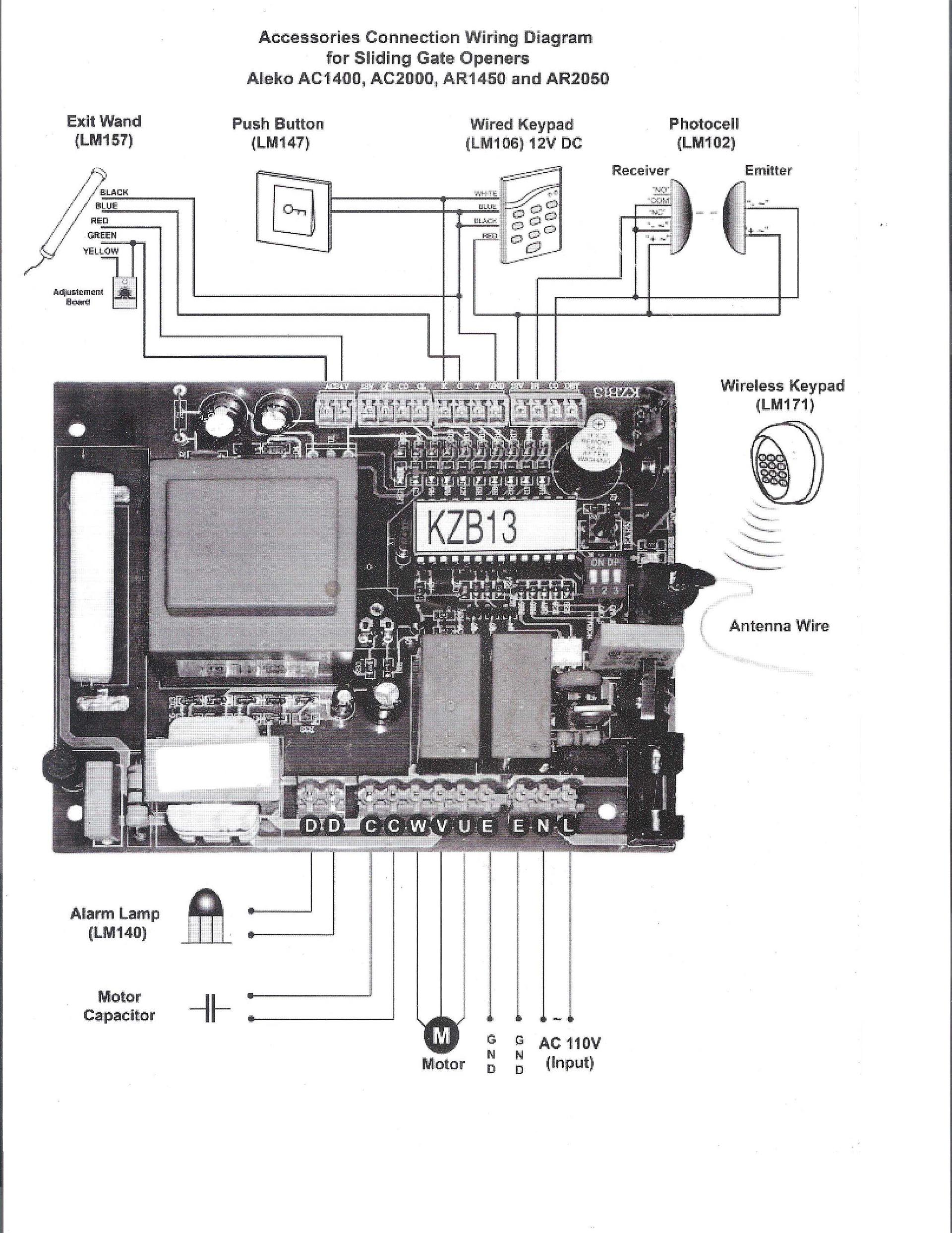 Detail wiring diagram of AR1450 gate opener mother board.